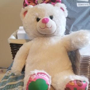 Build A Bear GIRL SCOUT White Bear Cookie Bow Plush 16" BABW